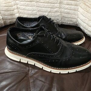 Classic Black Oxford Shoes with White Soles